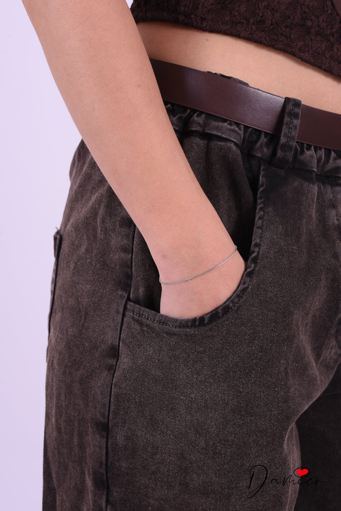 Pantalone mom elastico