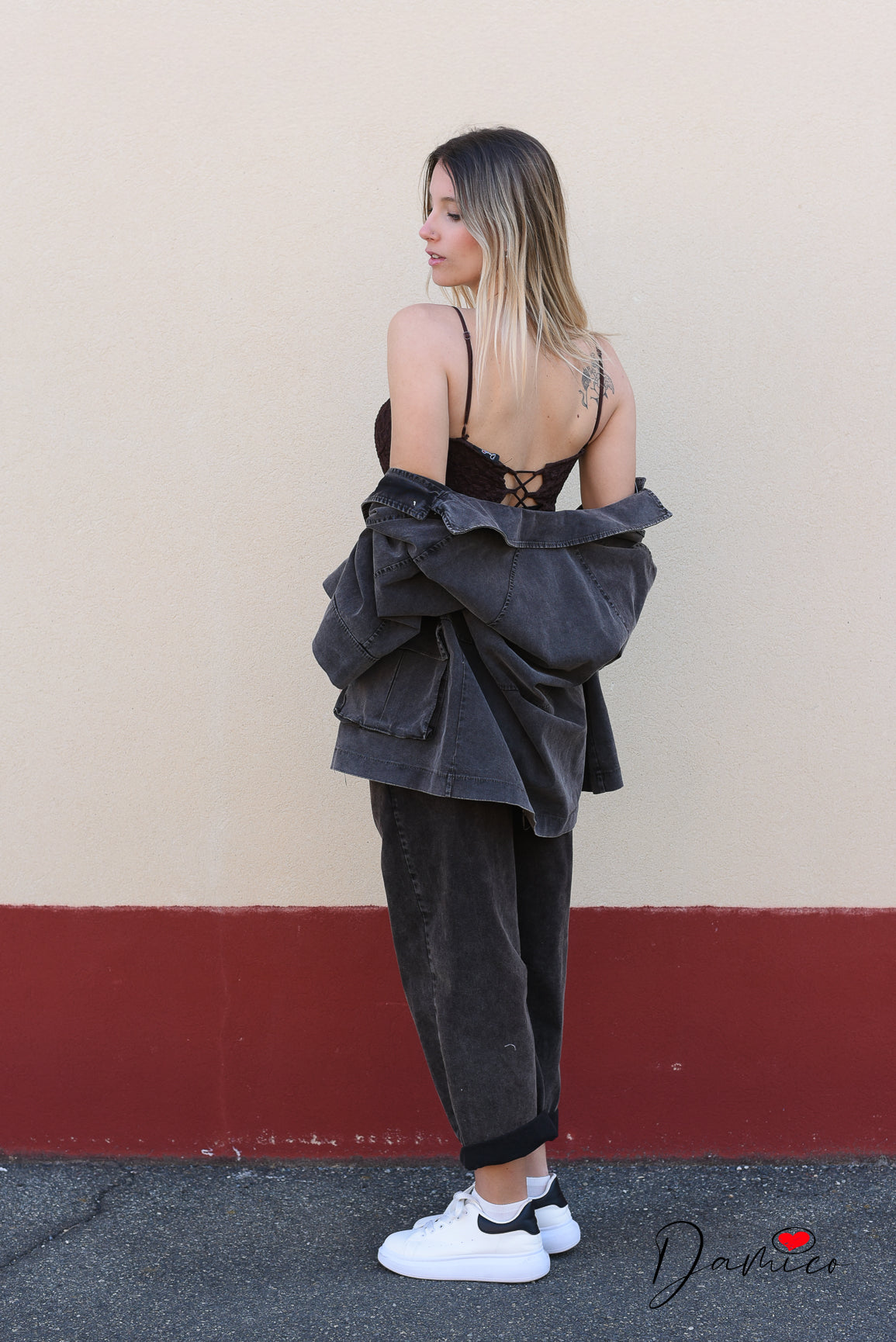 Pantalone mom elastico
