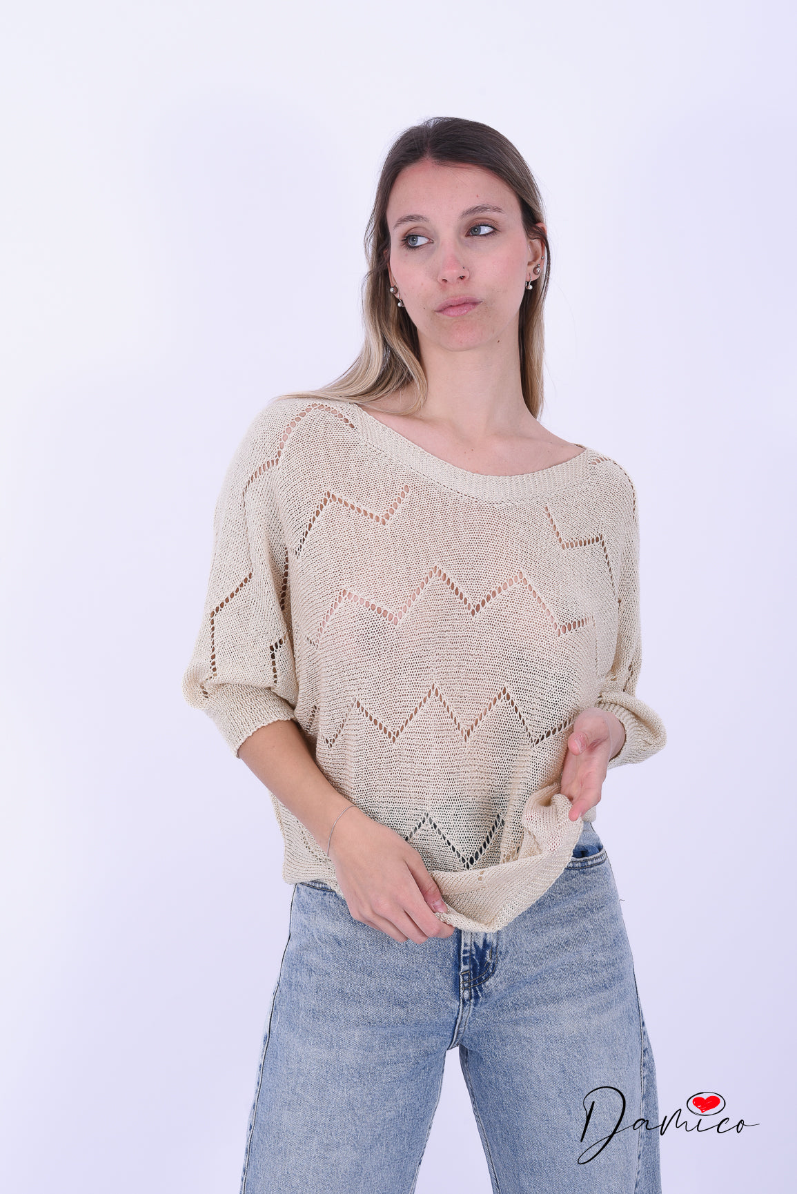 Maglia traforati zigzag