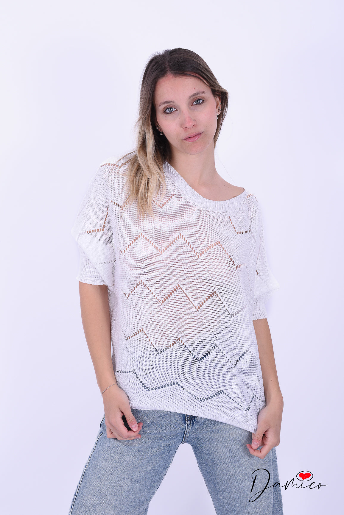 Maglia traforati zigzag