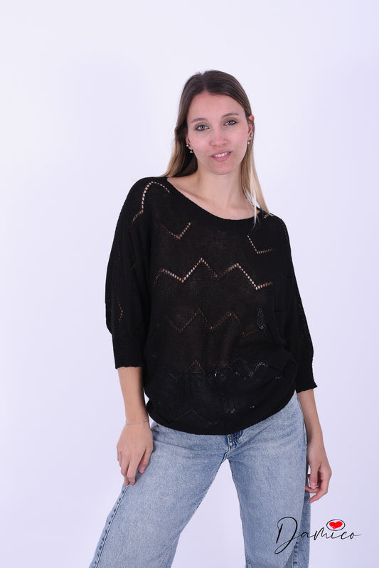 Maglia traforati zigzag