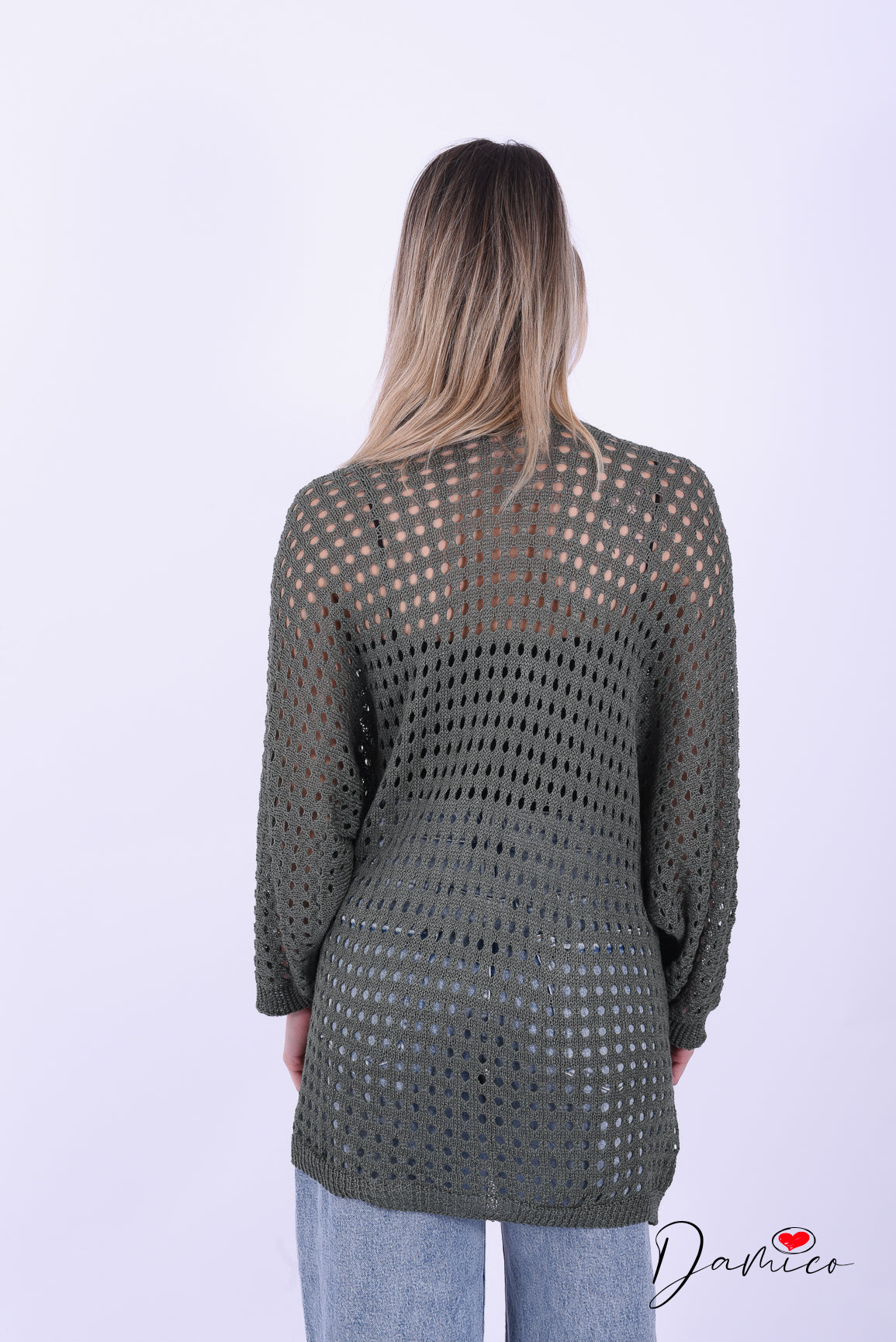 Cardigan traforato con tasche