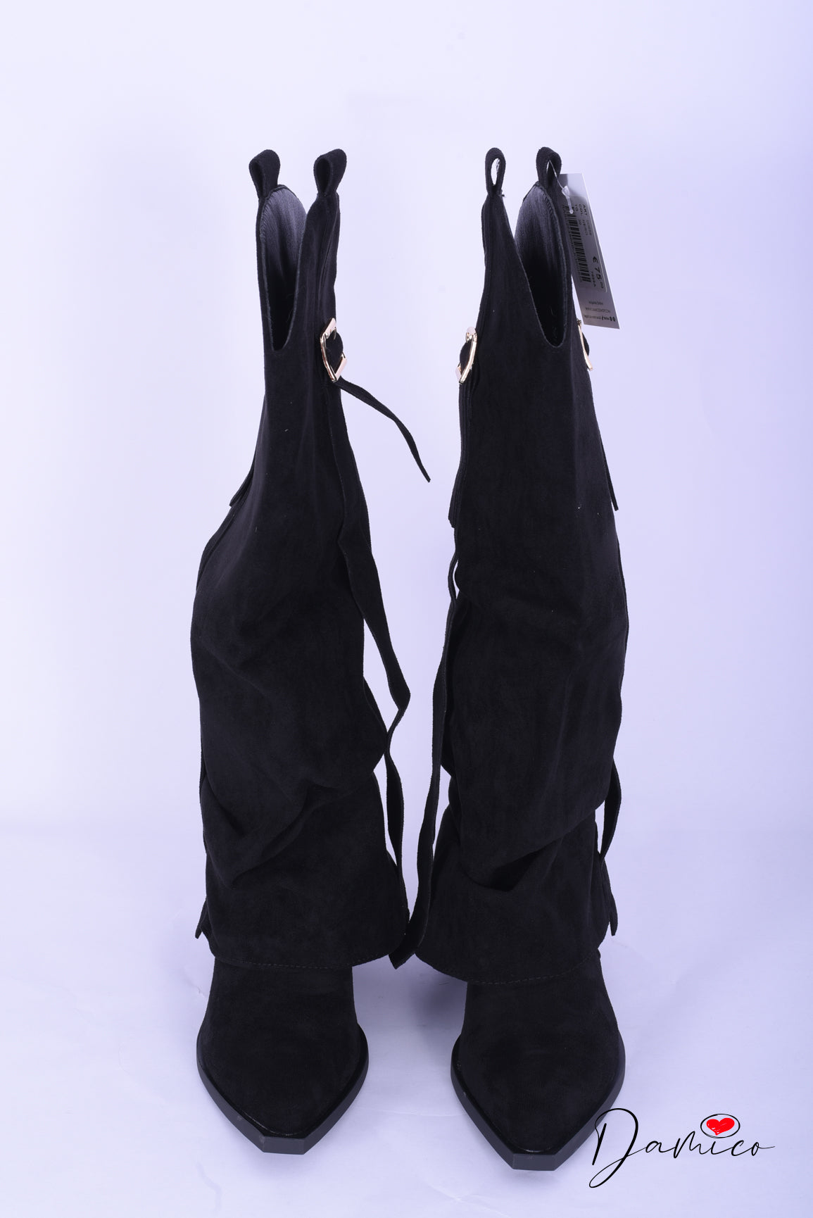 Stivali suede risvoltone con fibbia