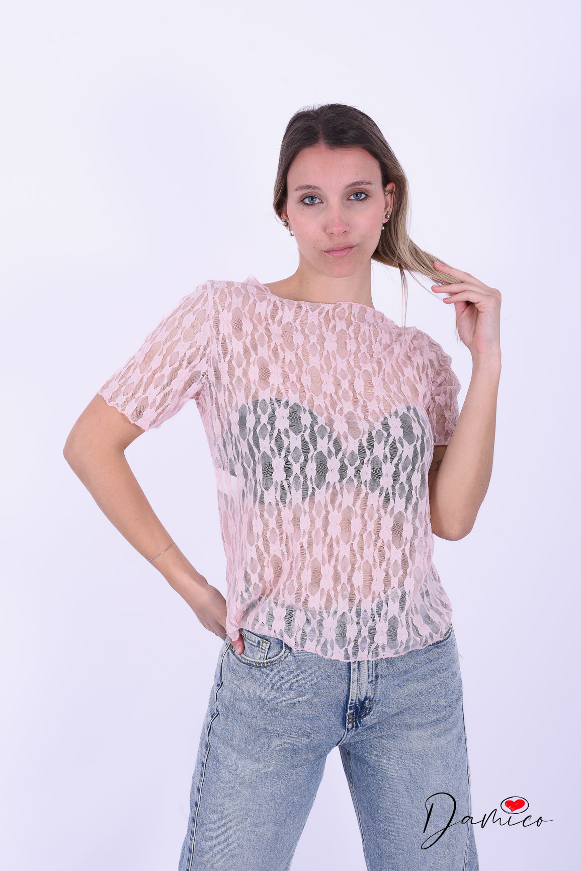 T-shirt in pizzo bubble