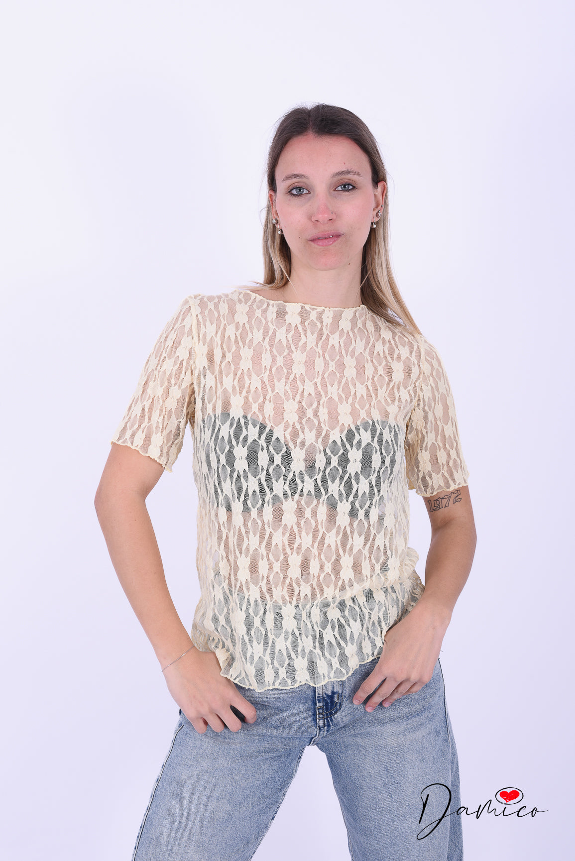 T-shirt in pizzo bubble