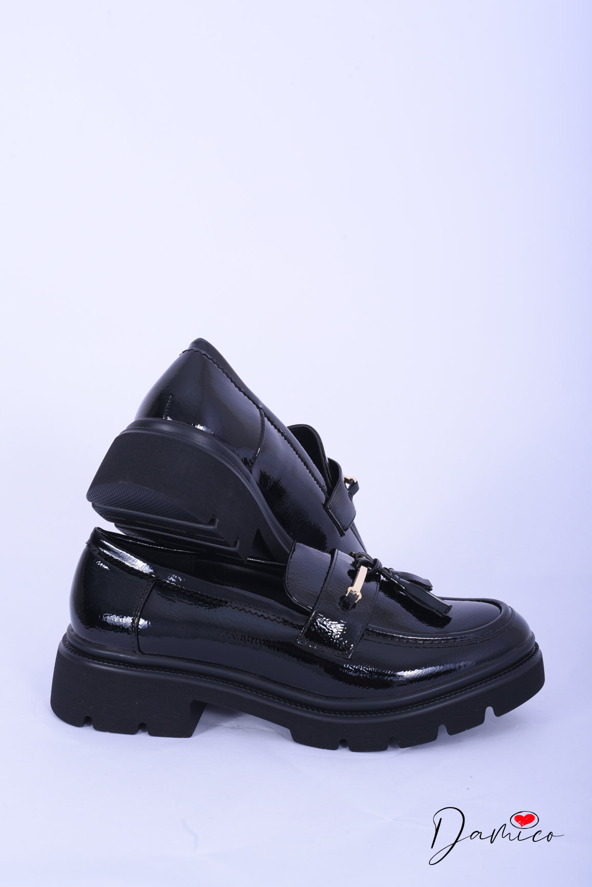Mocassino vernice dettaglio laminato