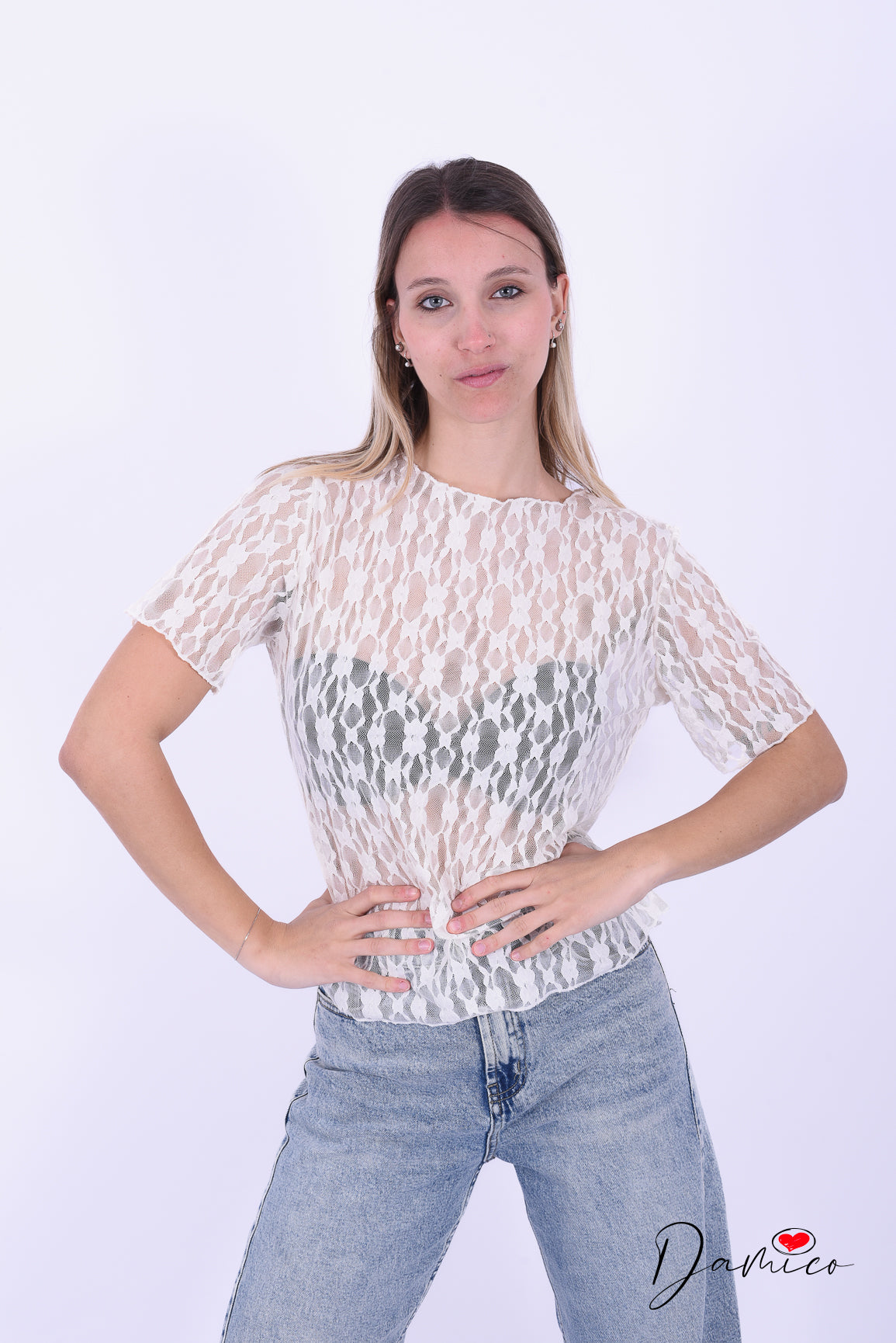 T-shirt in pizzo bubble