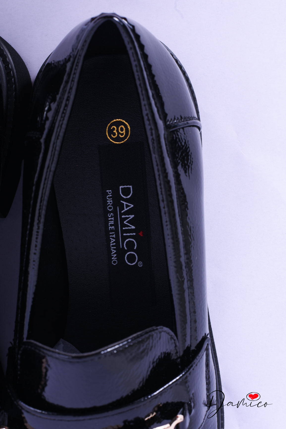 Mocassino vernice dettaglio laminato