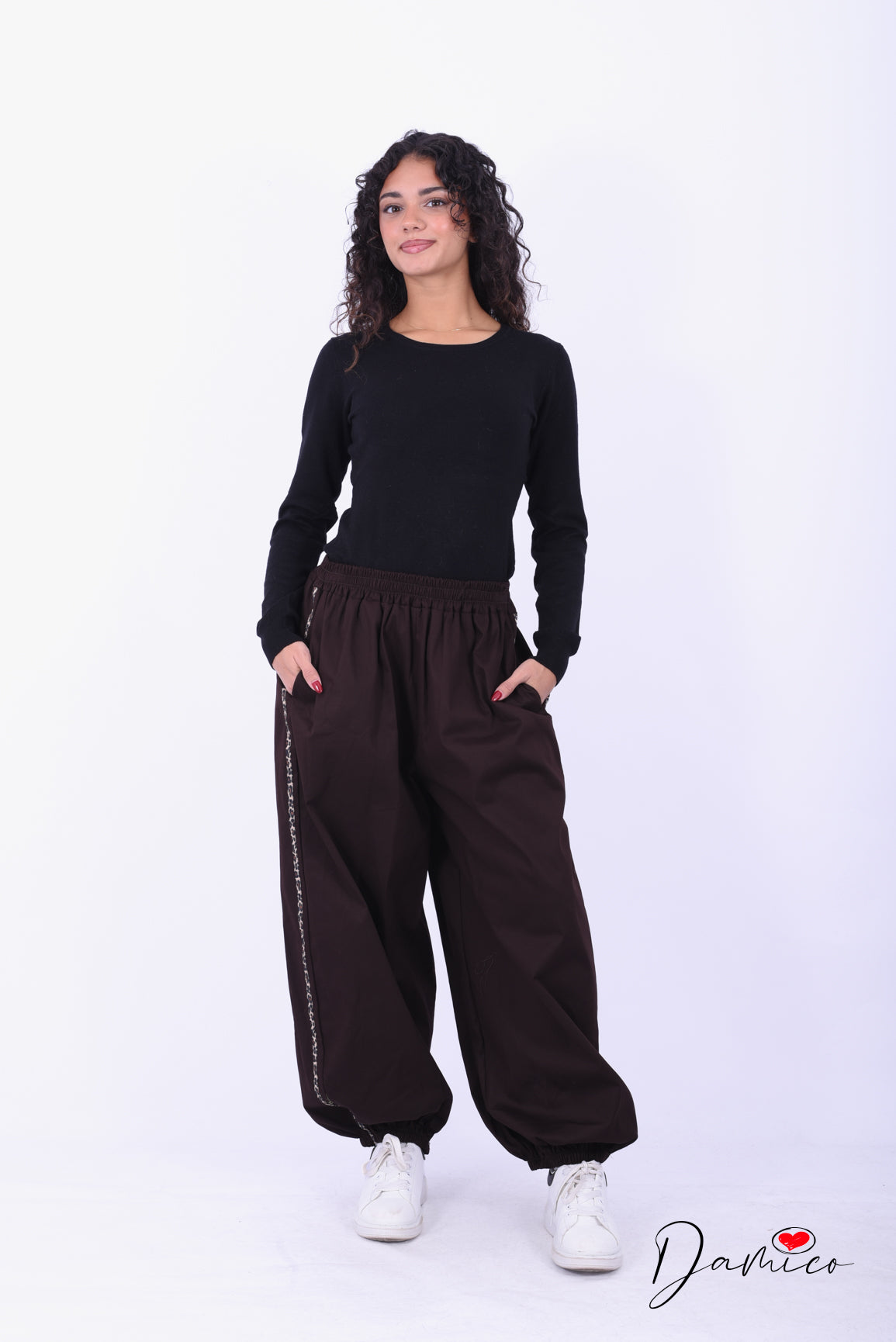 Pantaloni cotone bandina leo