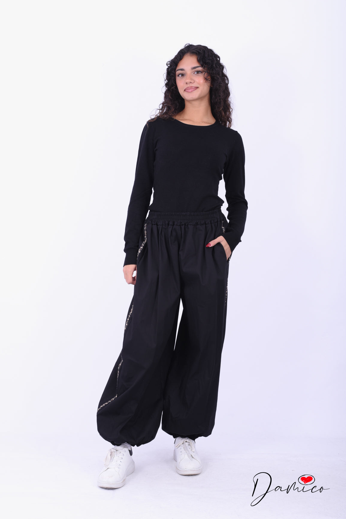 Pantaloni cotone bandina leo