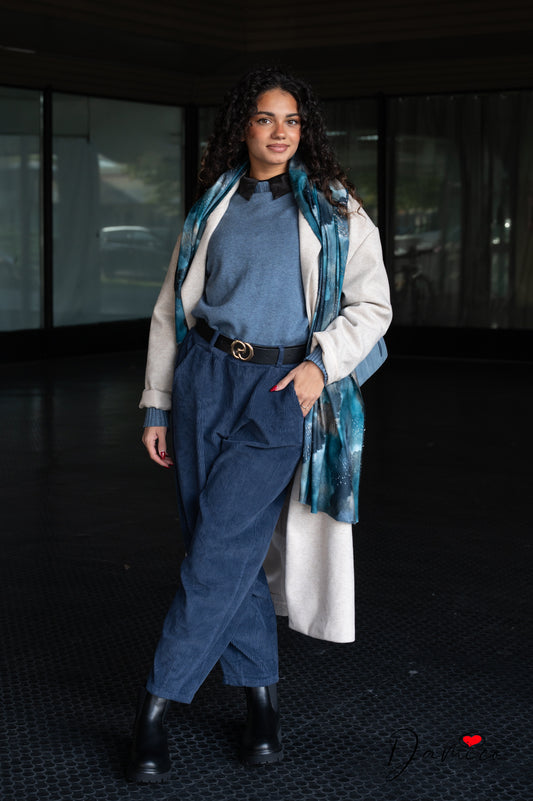 Pantaloni barrel costine