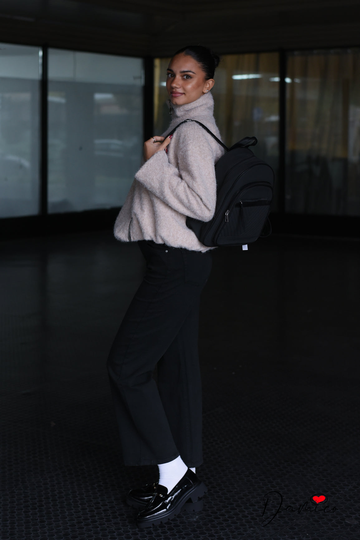 Giacca bouclè zip collo alto