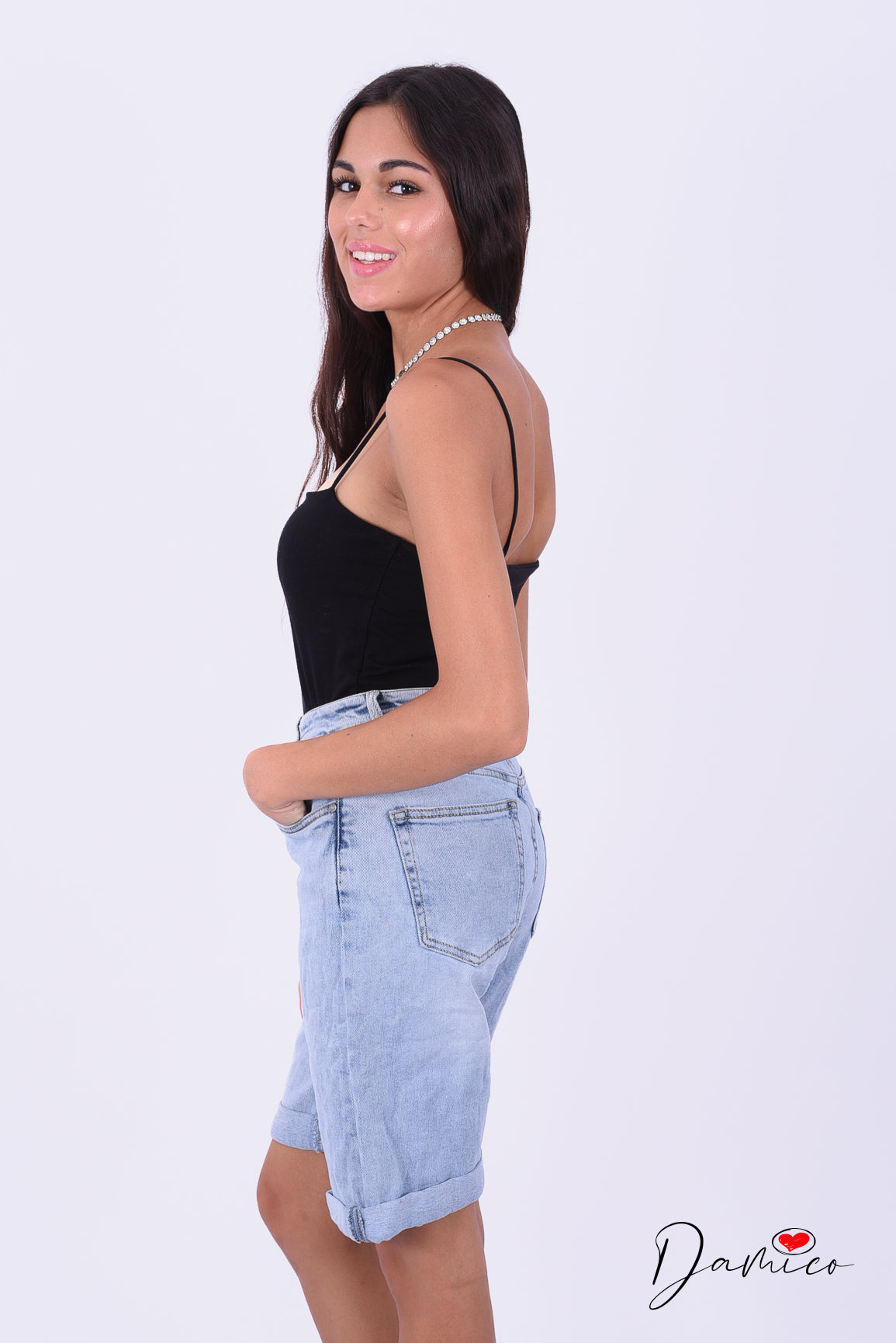 Bermuda jeans aderente