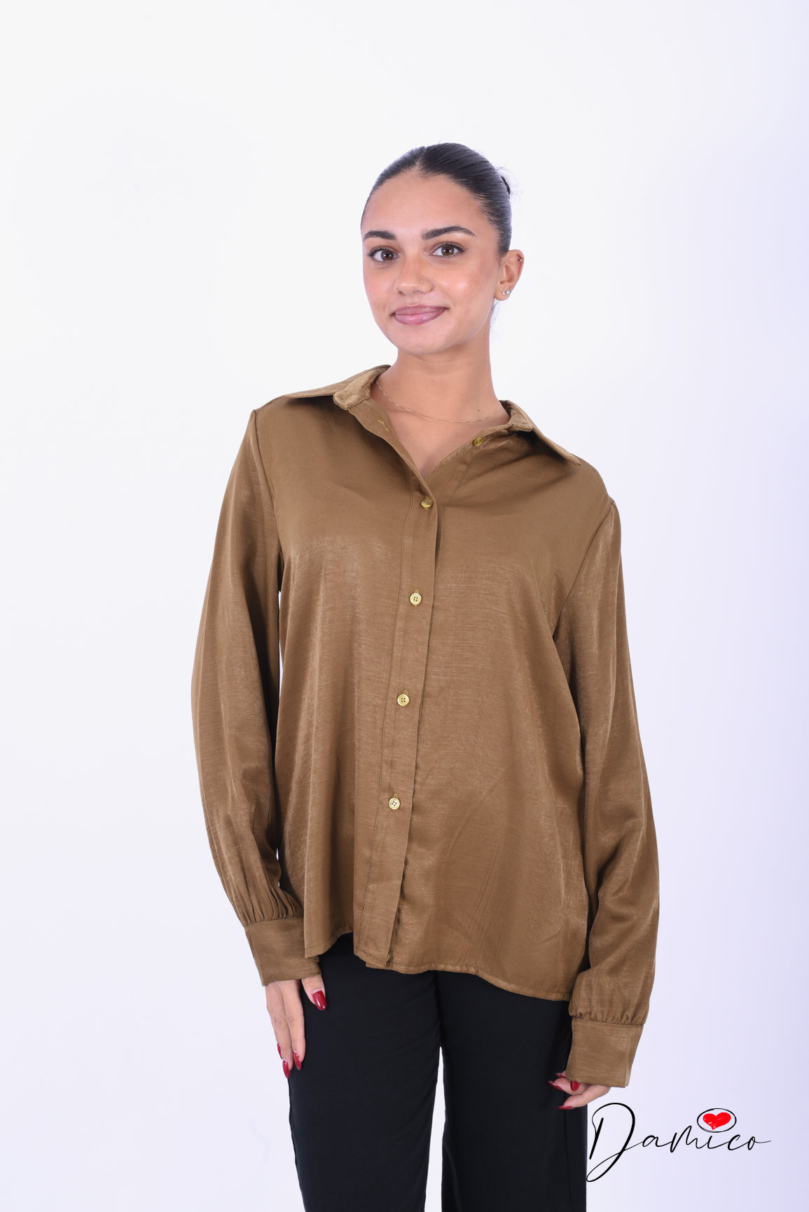 Camicia regular satinata