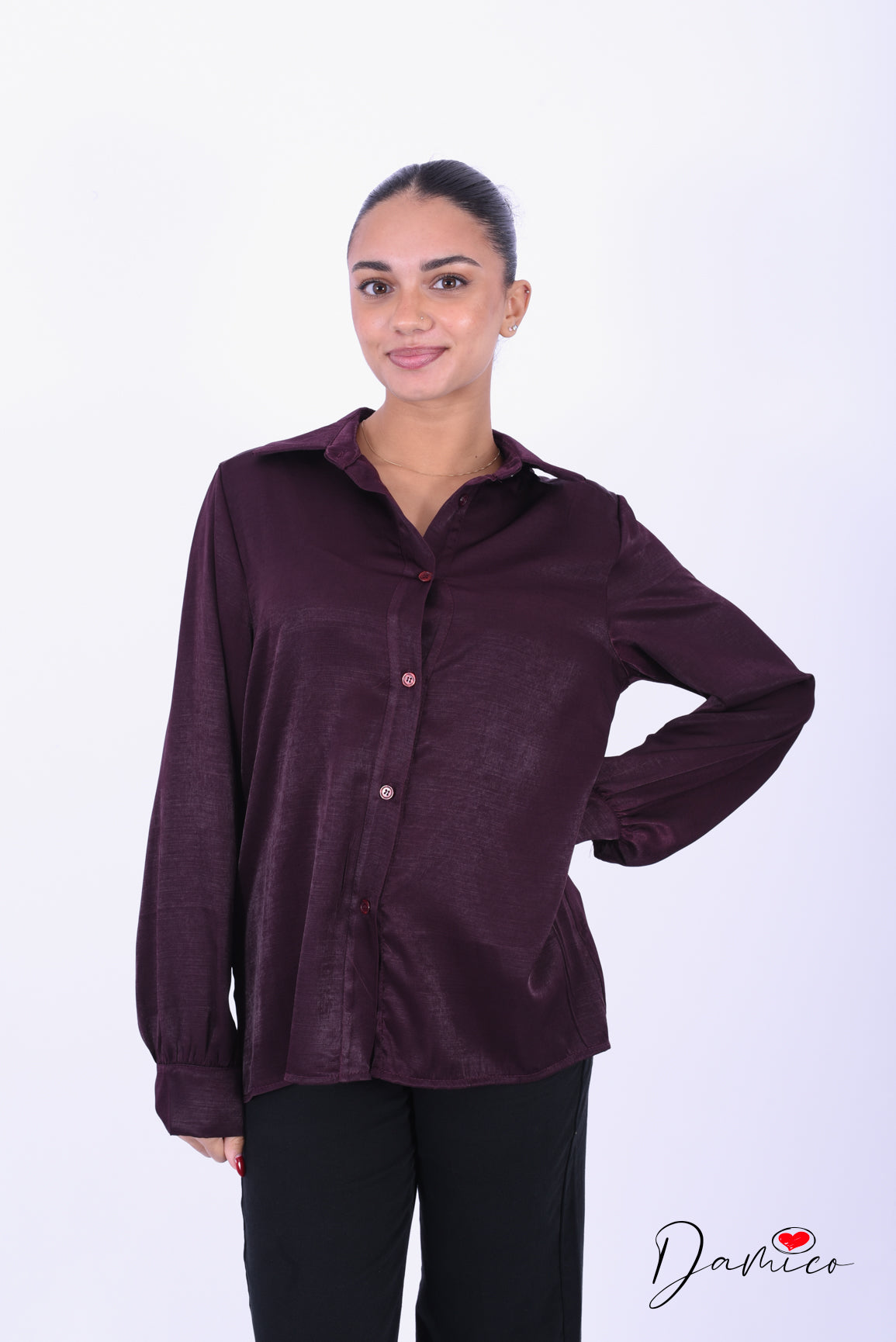 Camicia regular satinata