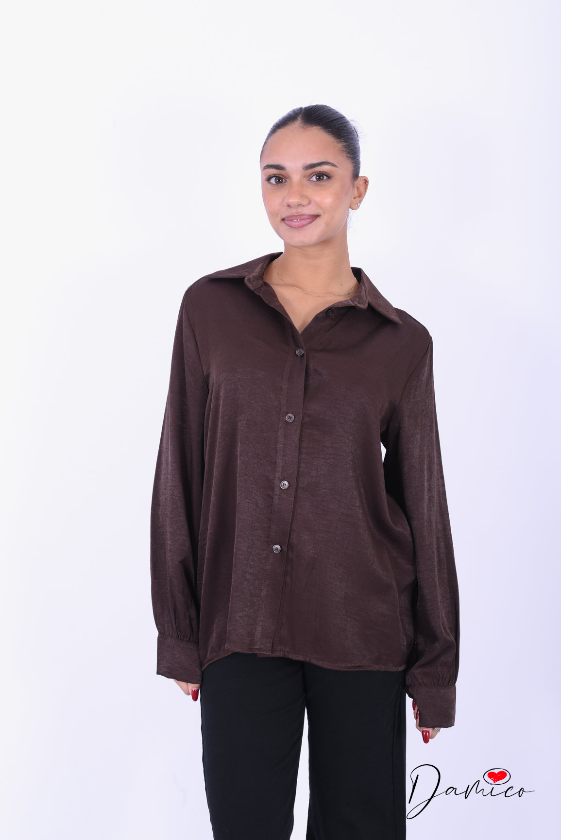 Camicia regular satinata
