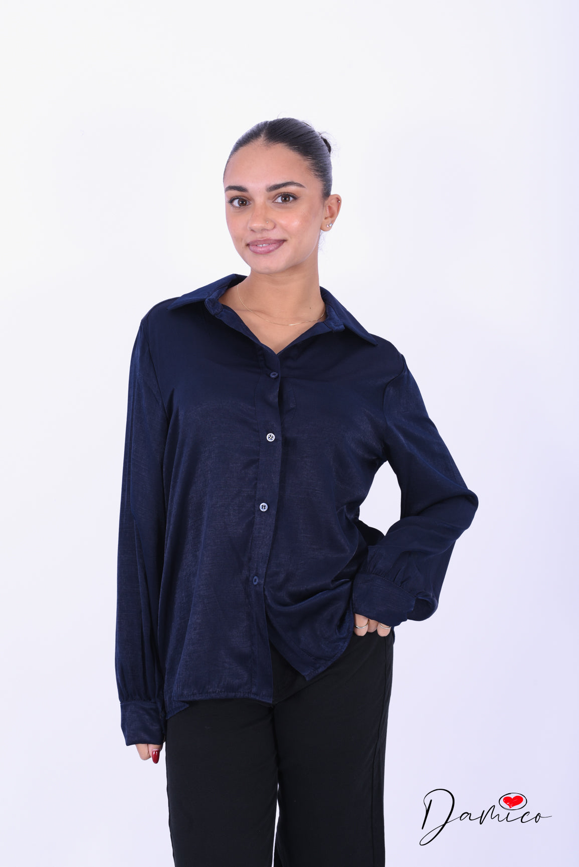 Camicia regular satinata