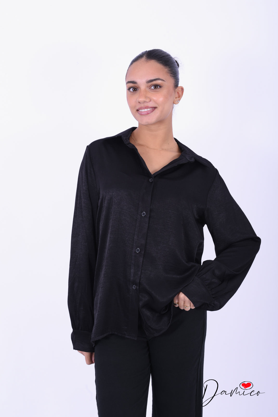 Camicia regular satinata