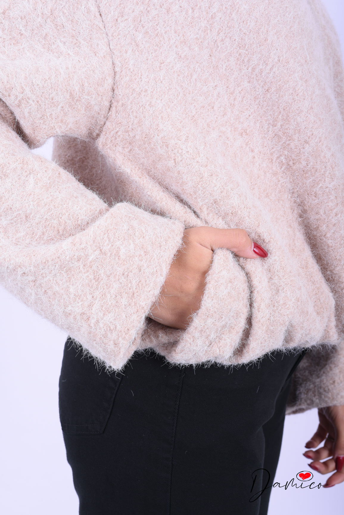 Giacca bouclè zip collo alto