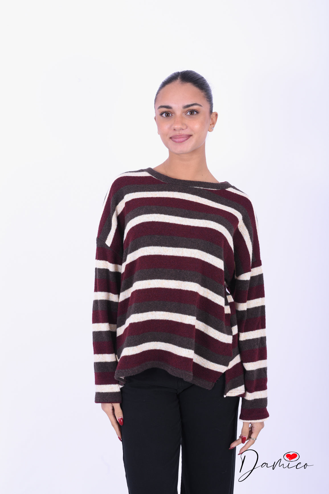 Maxi maglia a righe tricolor