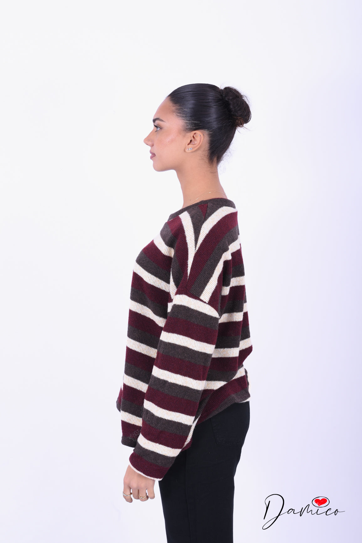 Maxi maglia a righe tricolor