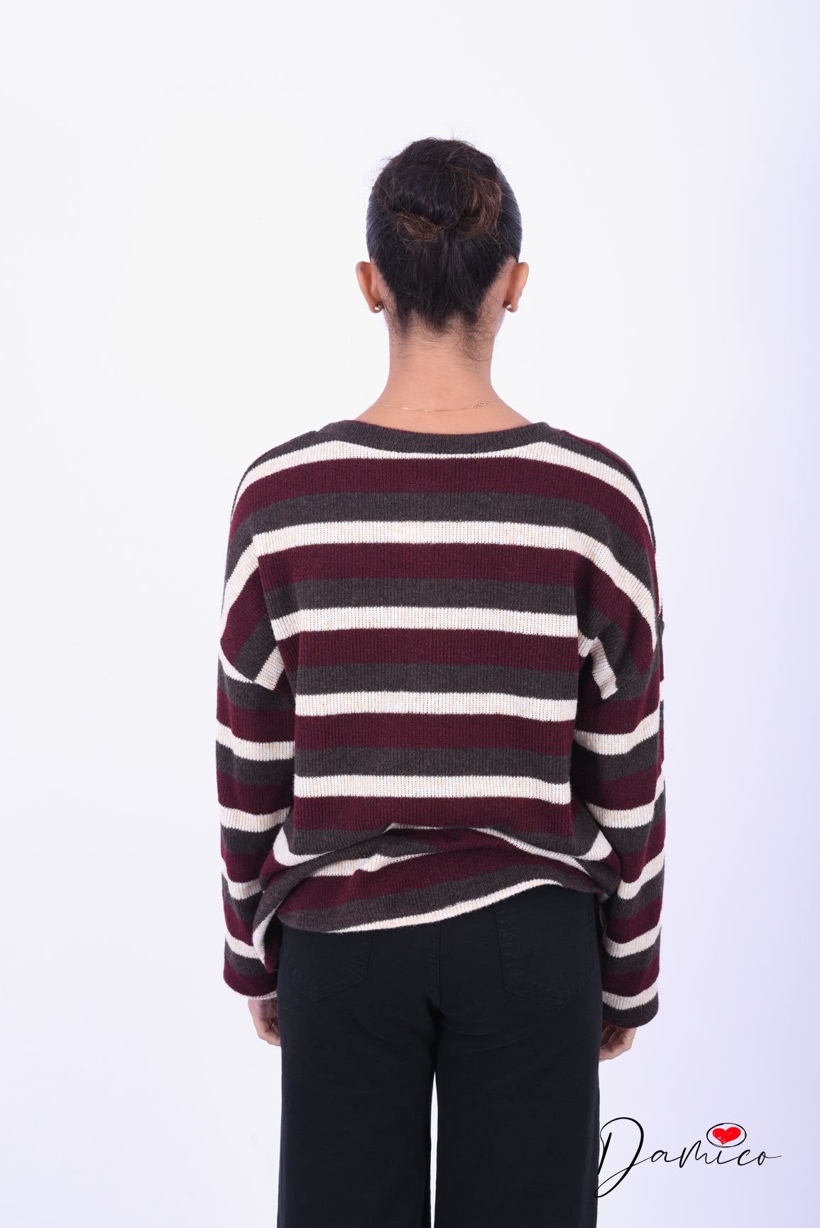 Maxi maglia a righe tricolor
