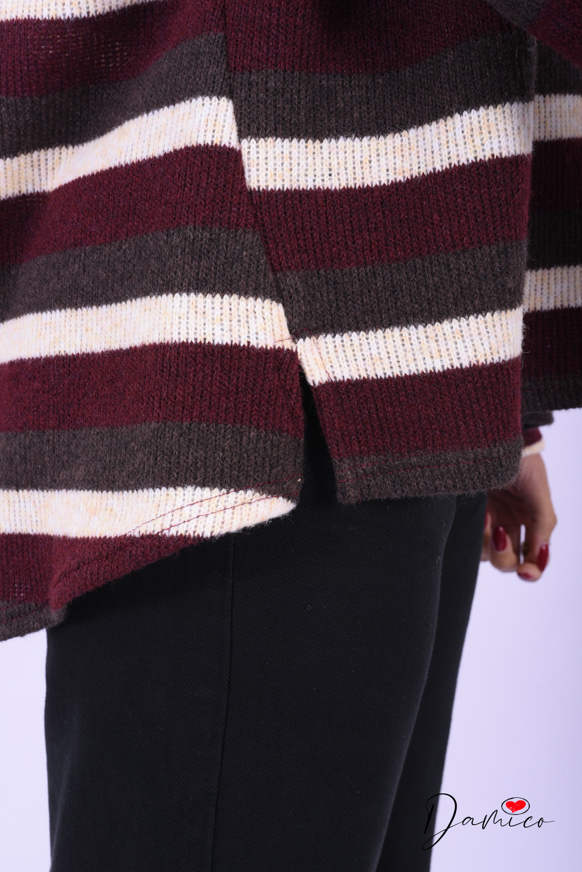 Maxi maglia a righe tricolor