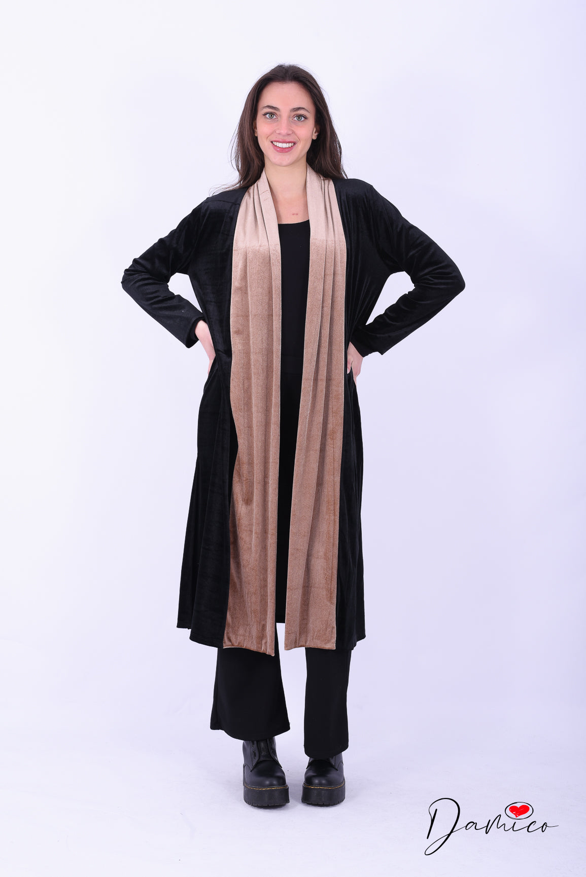 Cardigan lungo bicolore