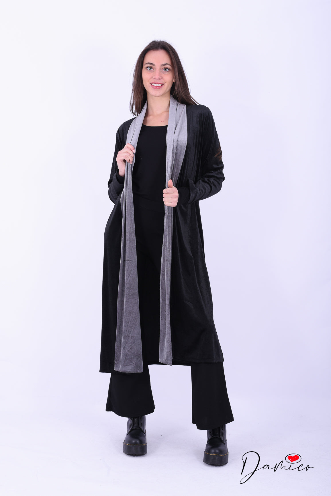 Cardigan lungo bicolore