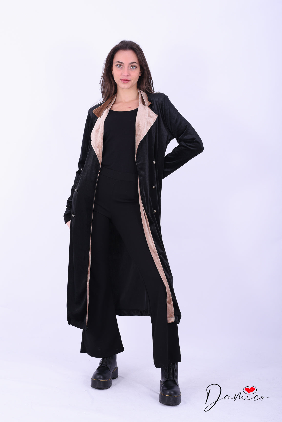 Cardigan lungo collo rever