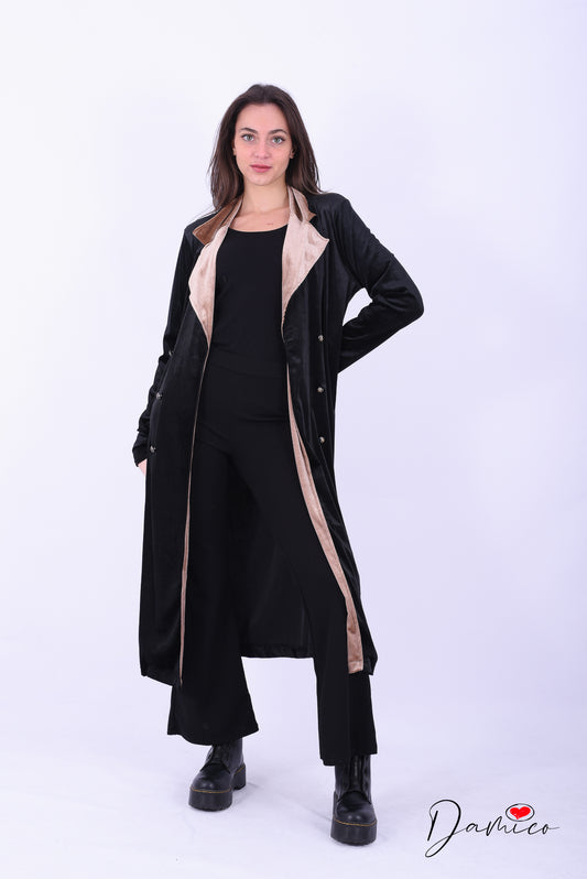 Cardigan lungo collo rever