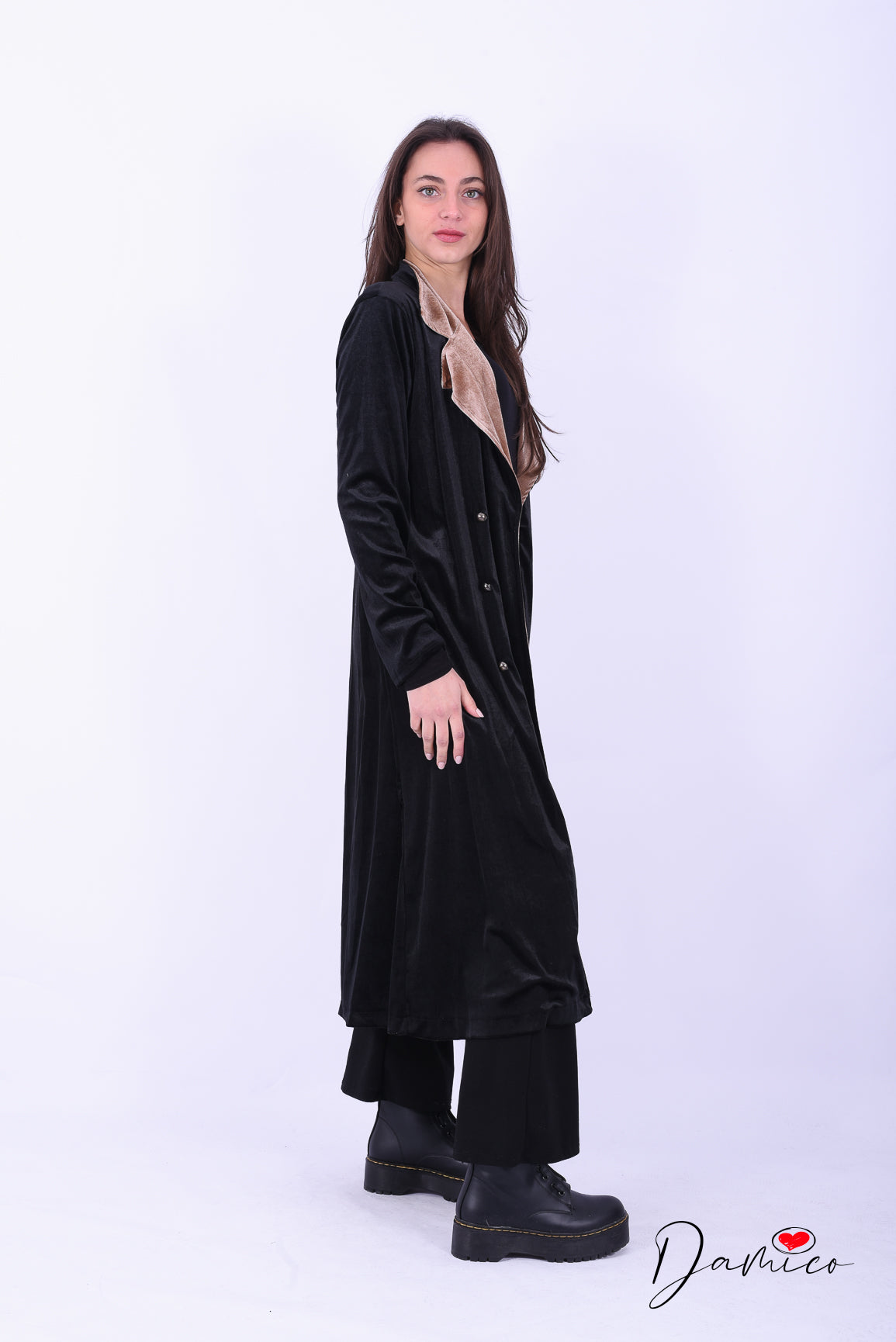 Cardigan lungo collo rever