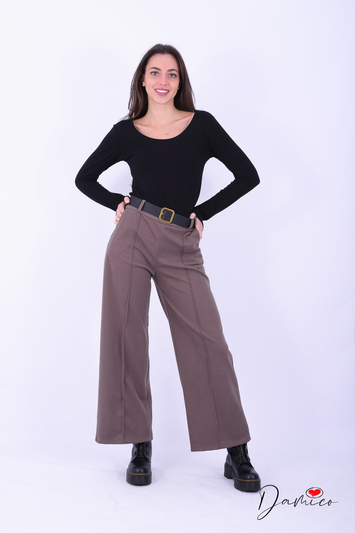 Panta palazzo cucitura frontale