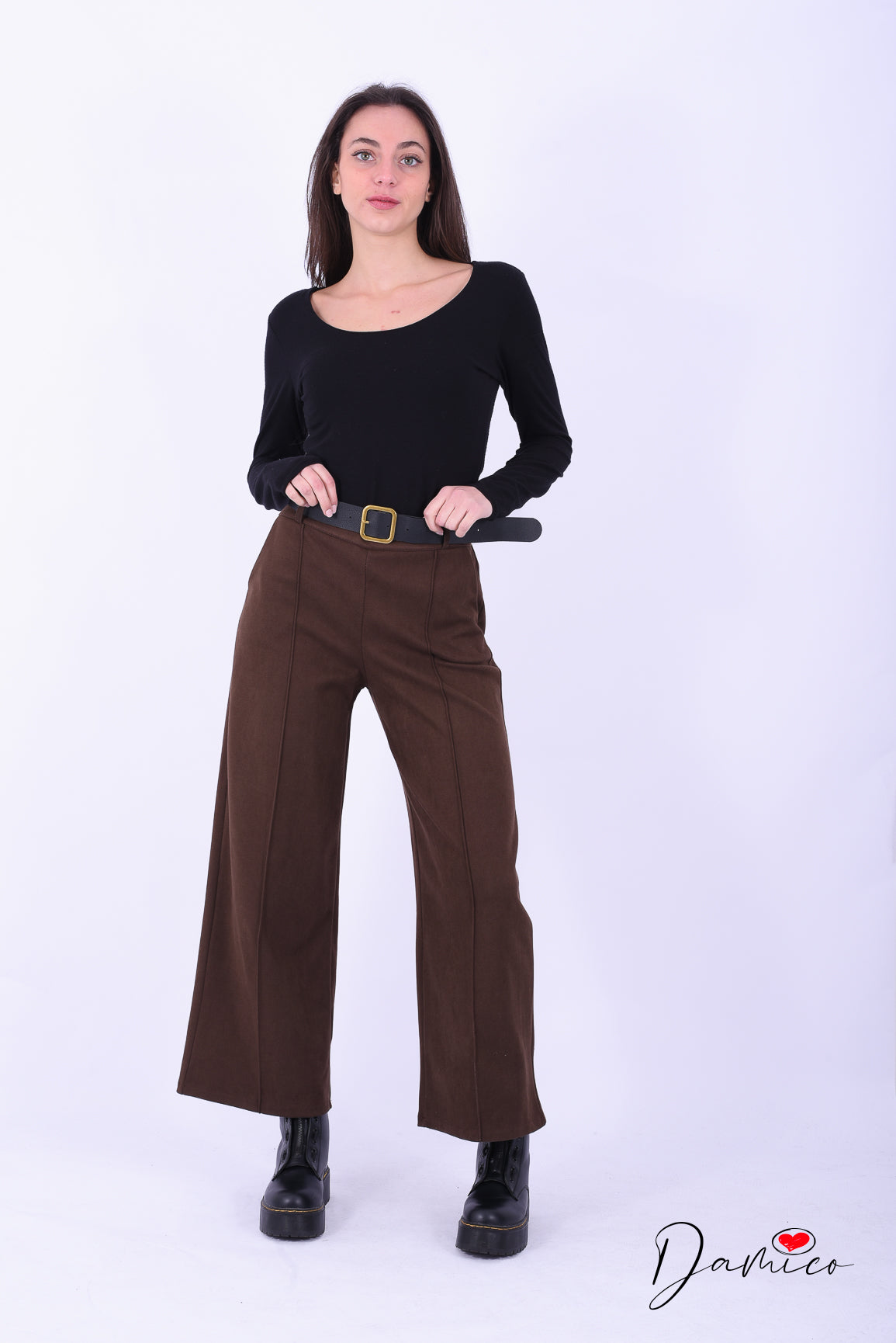 Panta palazzo cucitura frontale