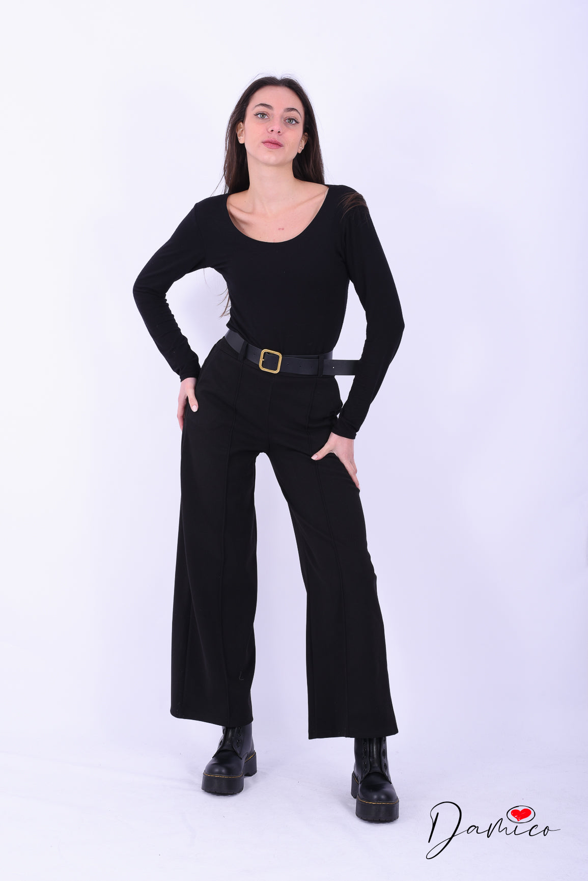 Panta palazzo cucitura frontale