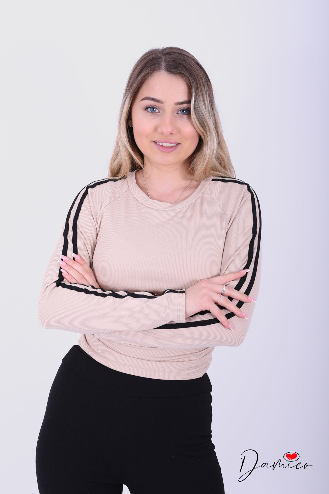 Maglietta arricciata con bande
