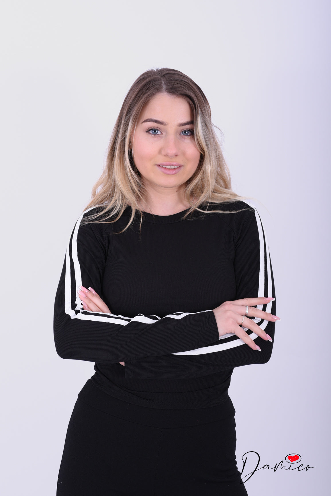 Maglietta arricciata con bande