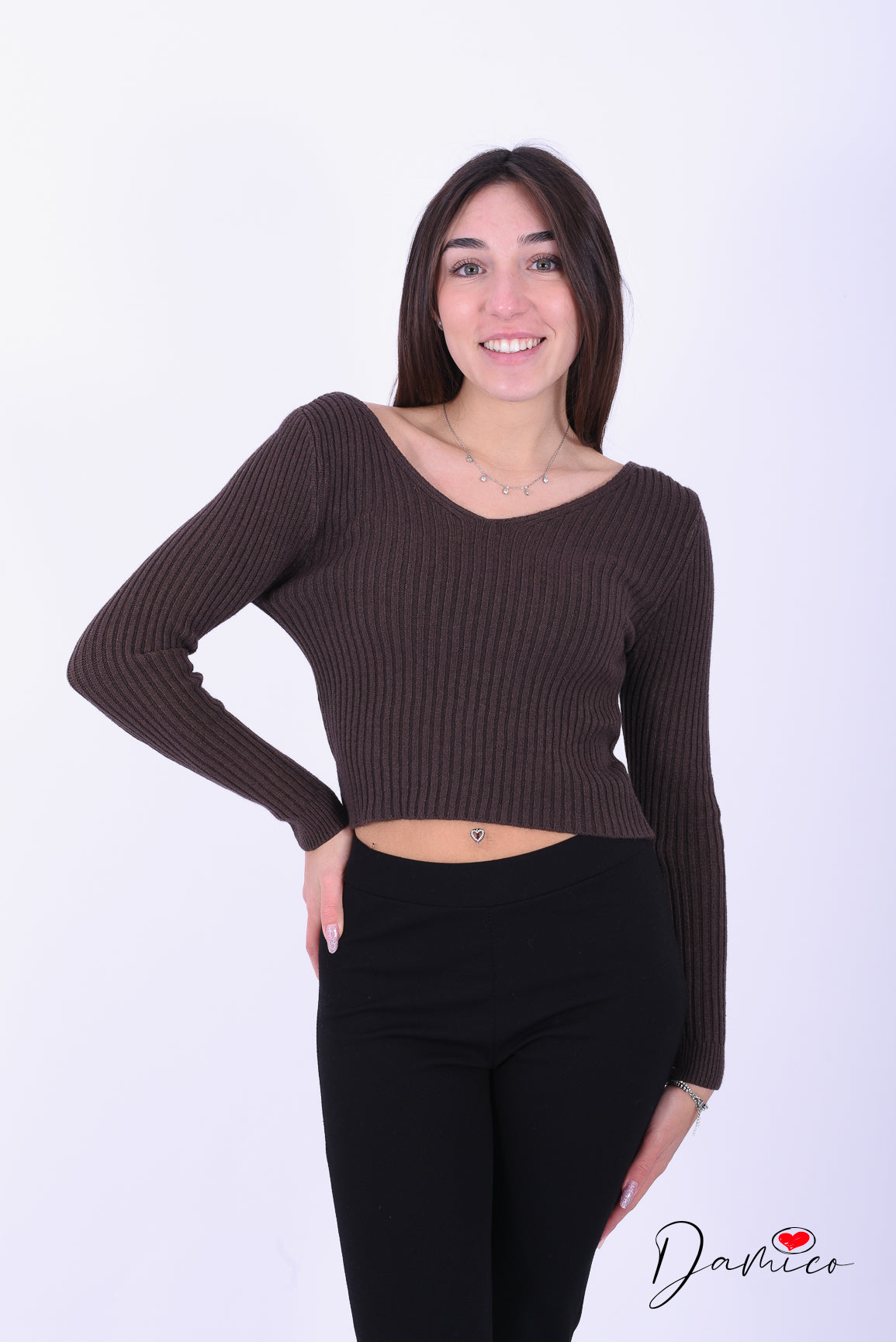 Maglia a costine a V