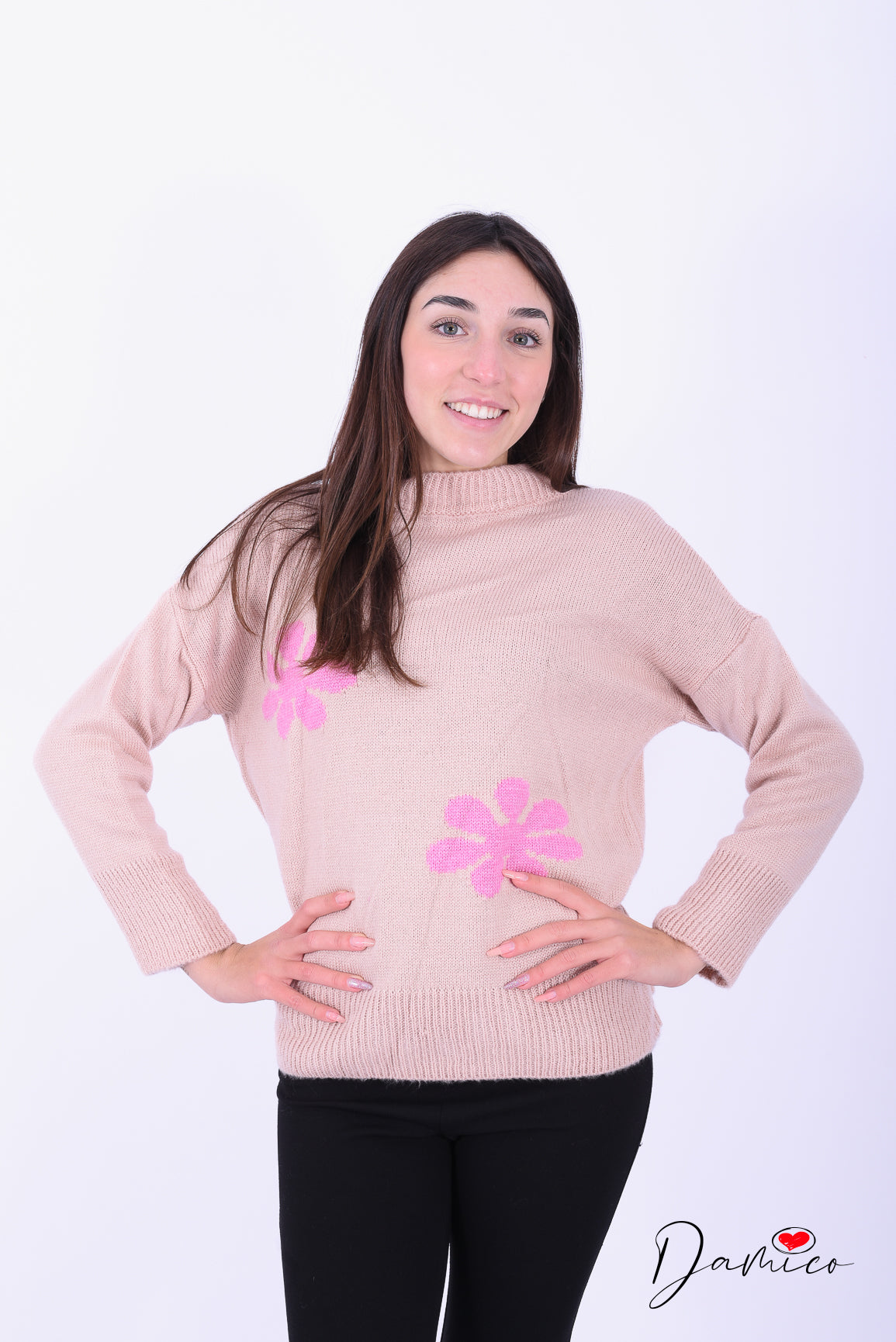 Maglione doppio fiore