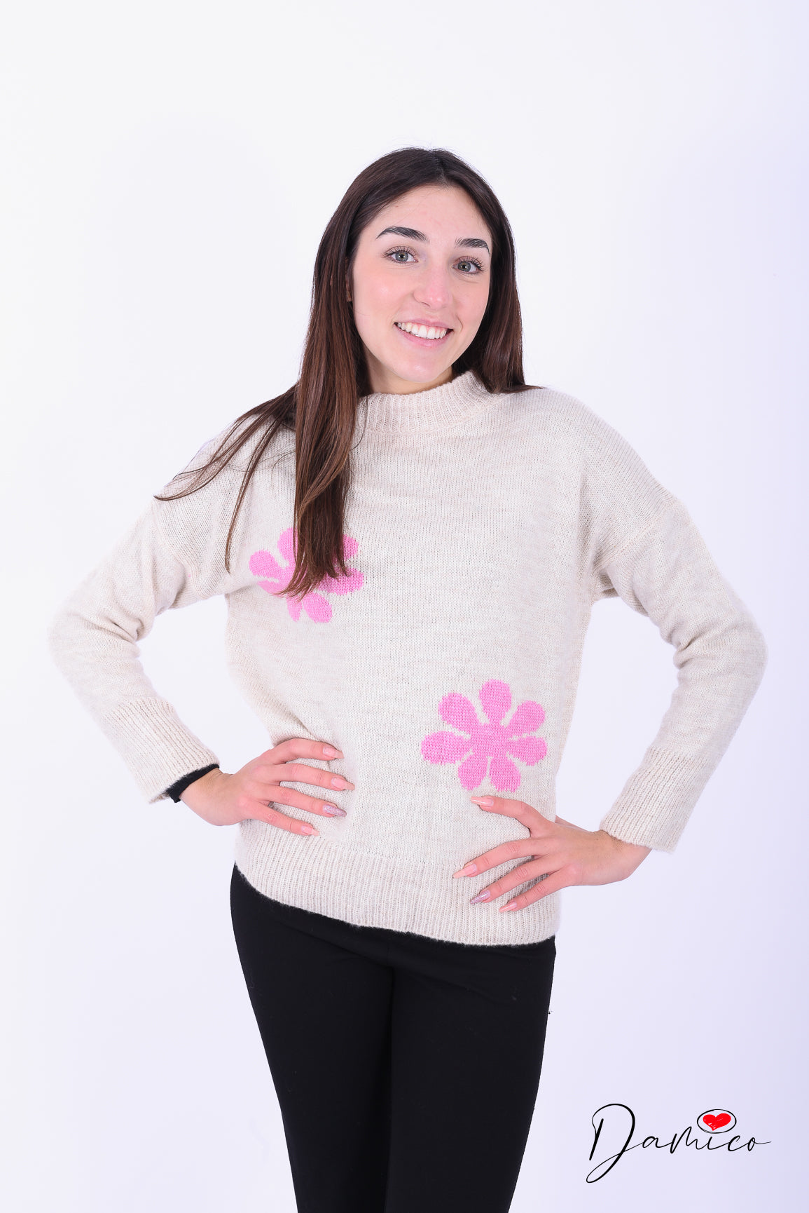 Maglione doppio fiore
