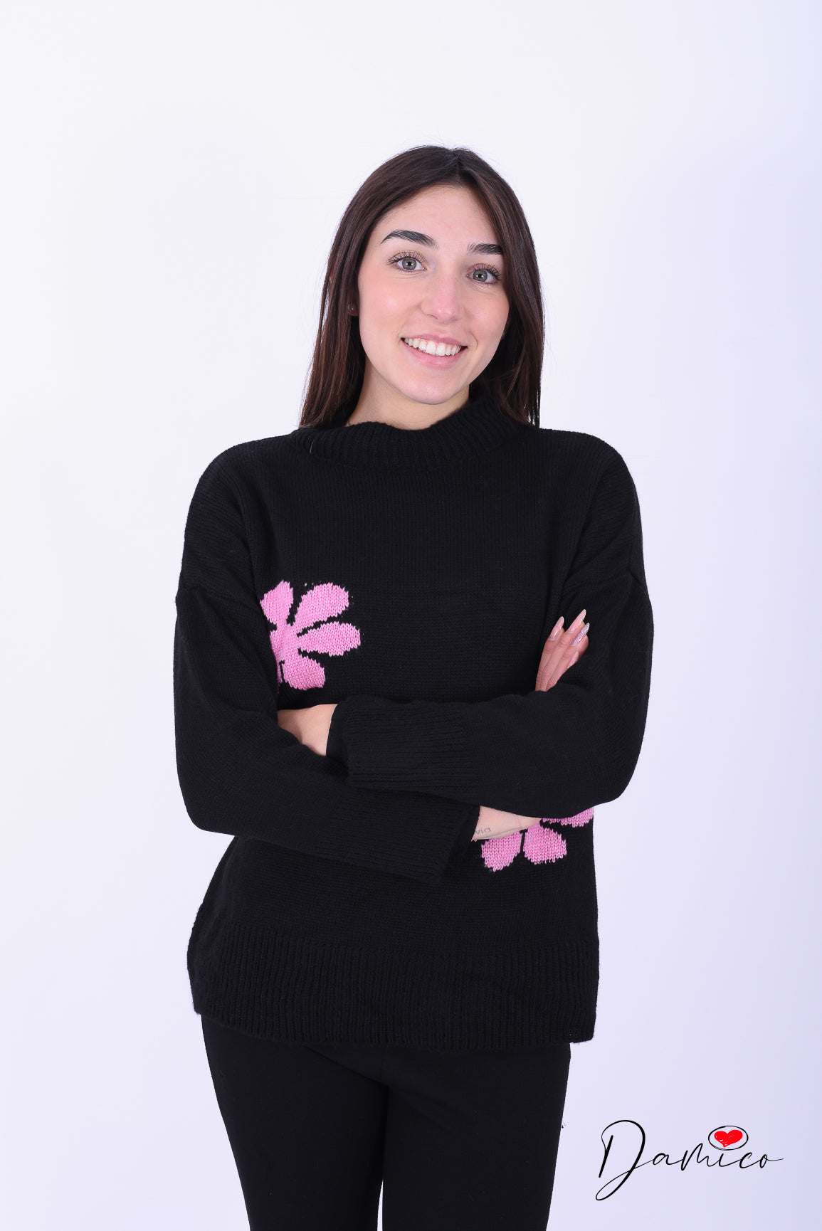 Maglione doppio fiore