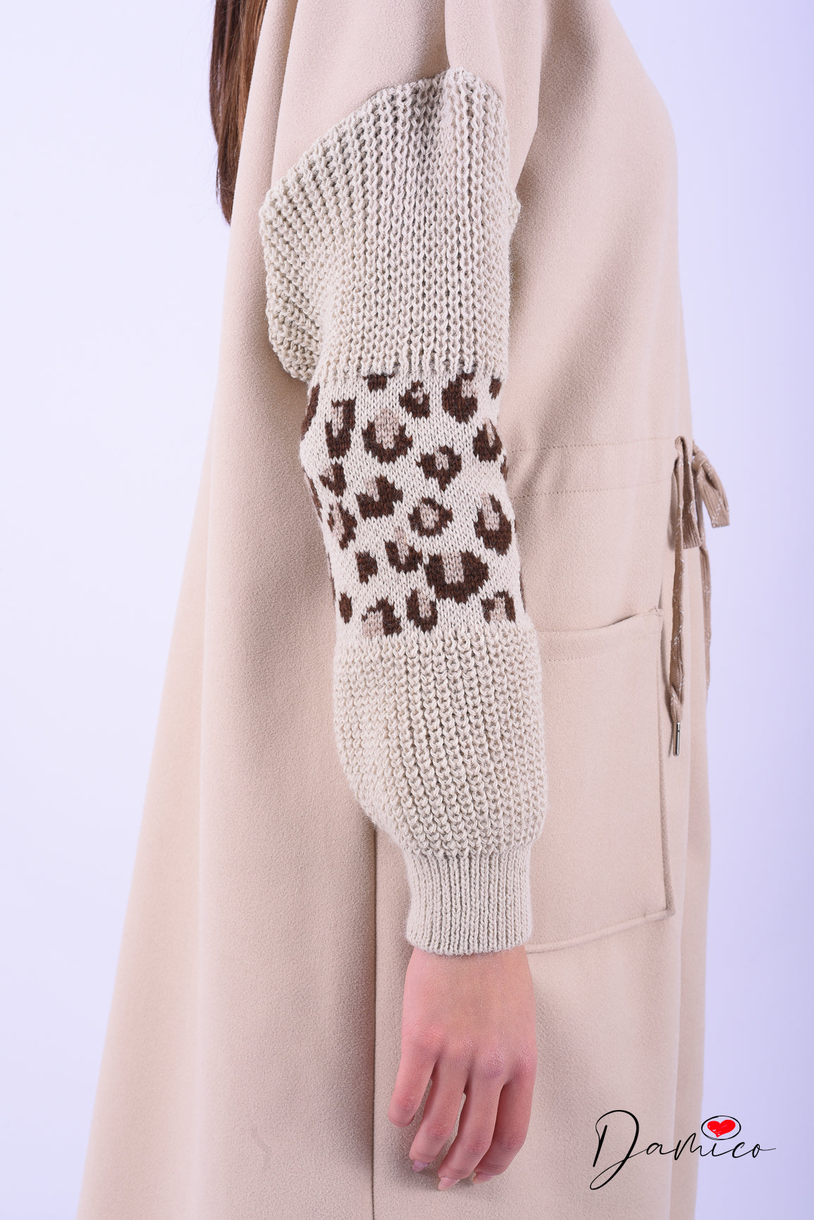 Felpa manica leopardata