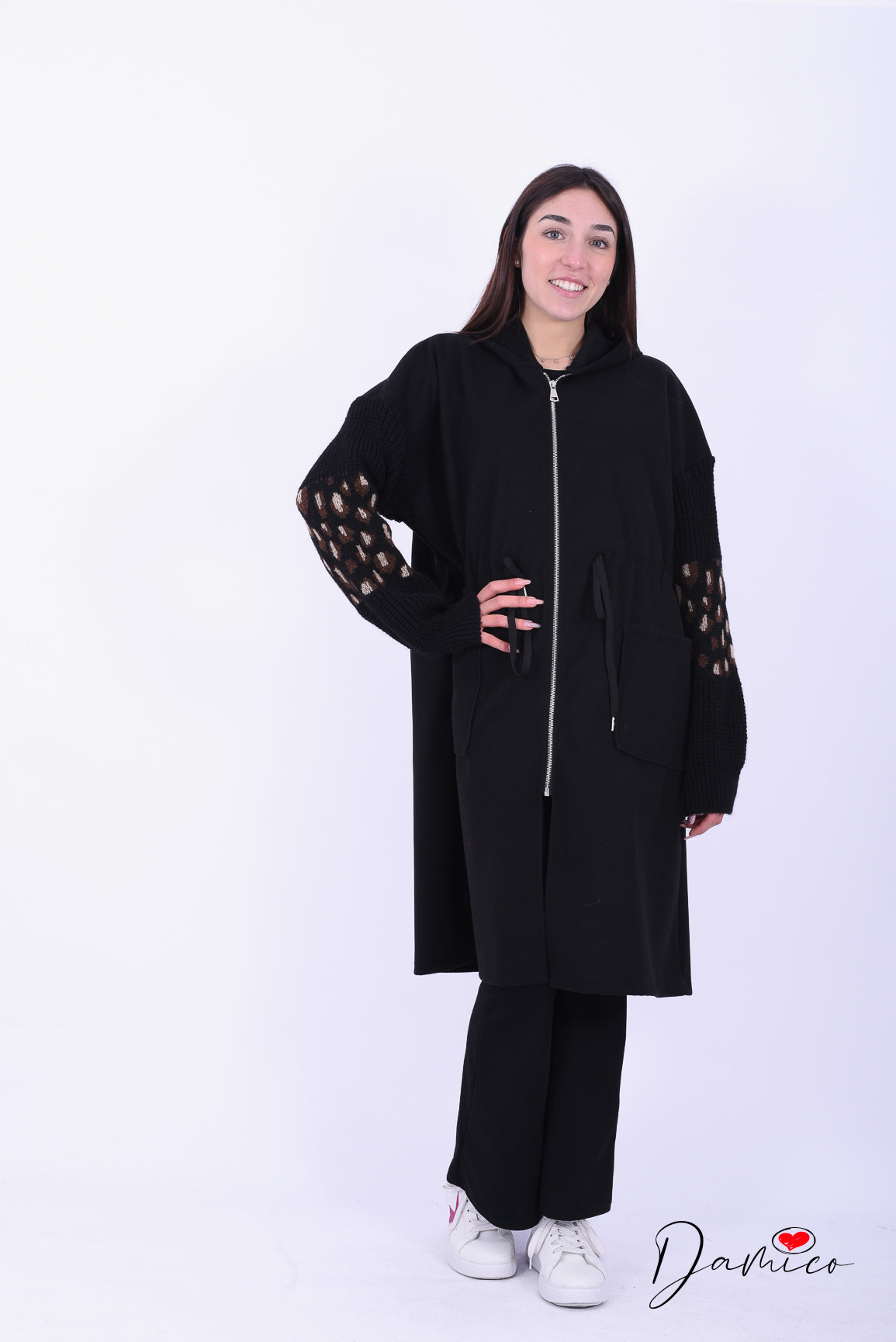 Felpa manica leopardata