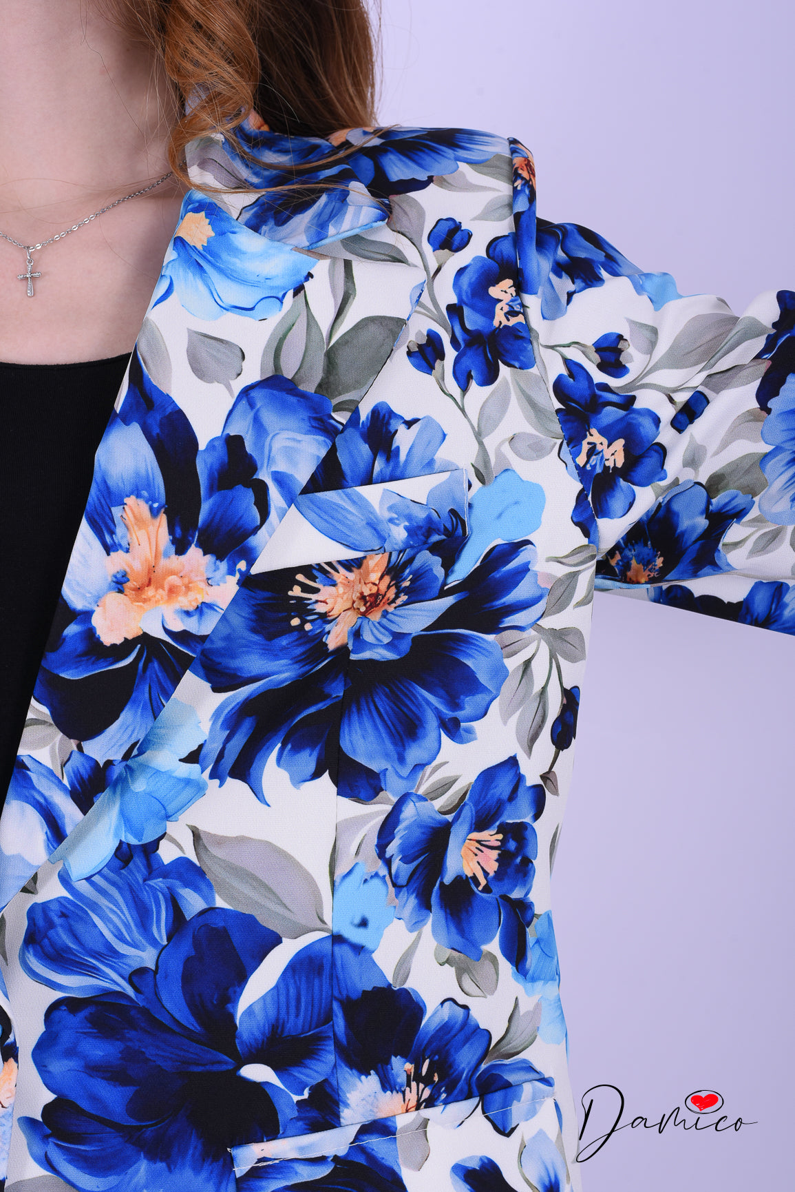 Completo floreale blazer gonna portafoglio