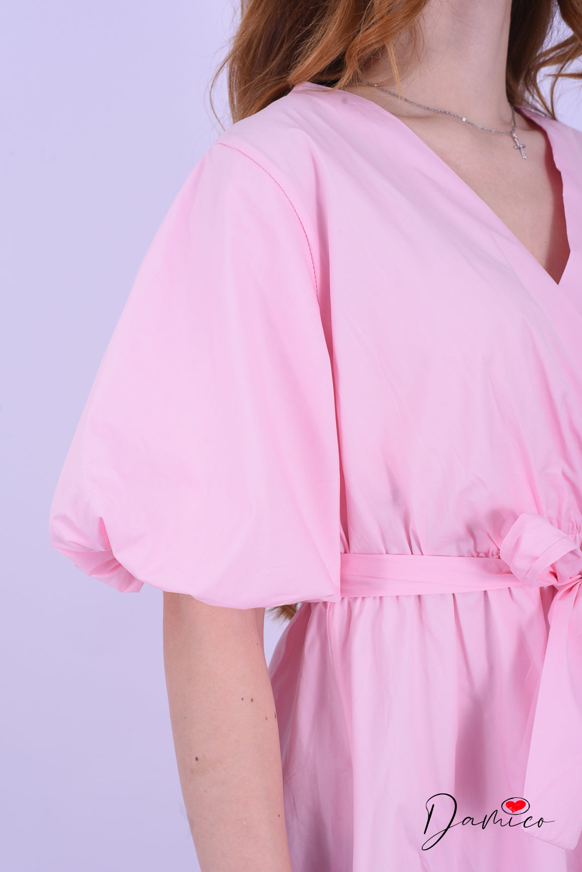 Abito manica a palloncino in cotone