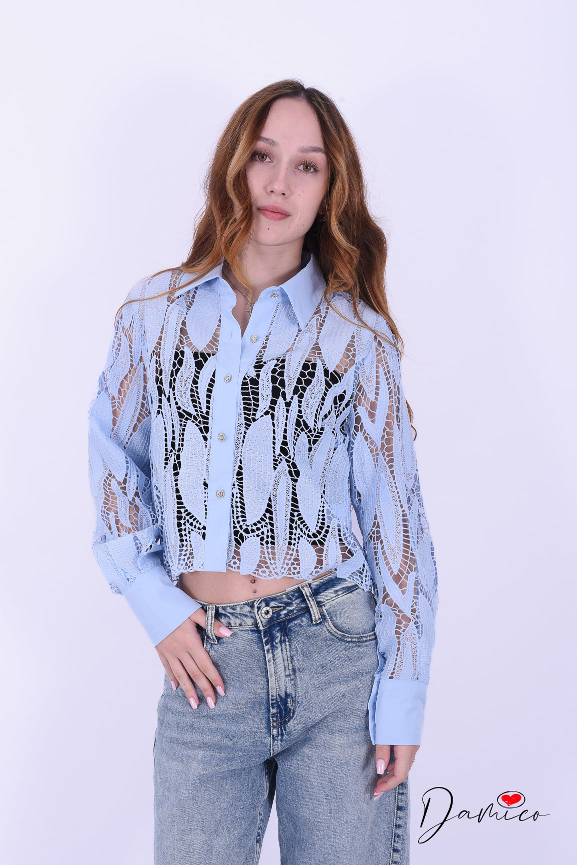 Camicia simil macramè bot gioiello