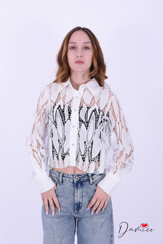 Camicia simil macramè bot gioiello