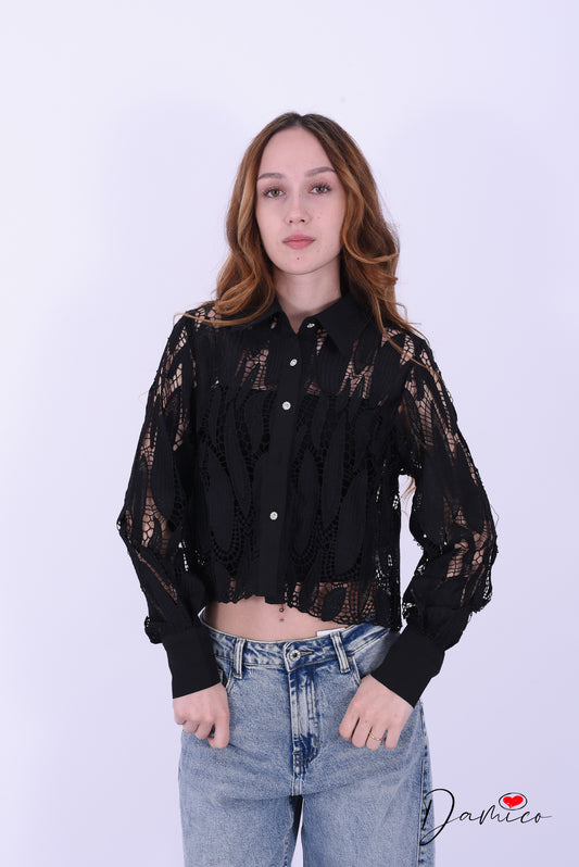 Camicia simil macramè bot gioiello