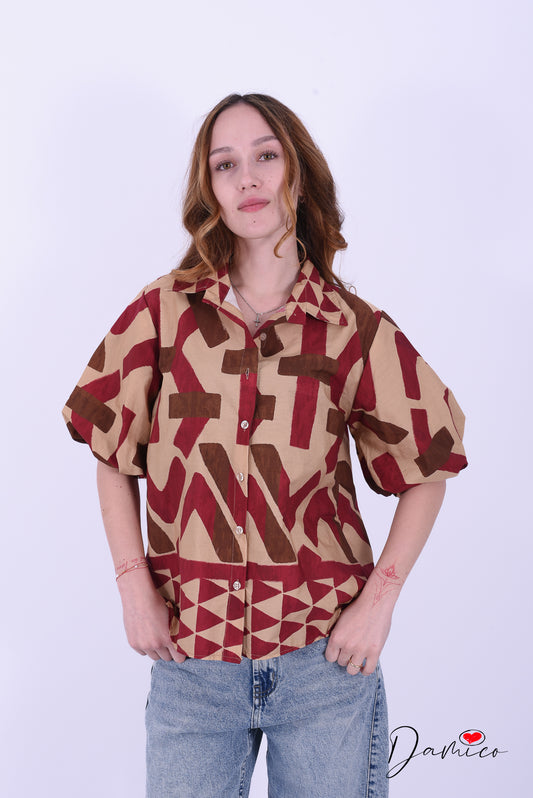 Camicia MC a palloncino geo