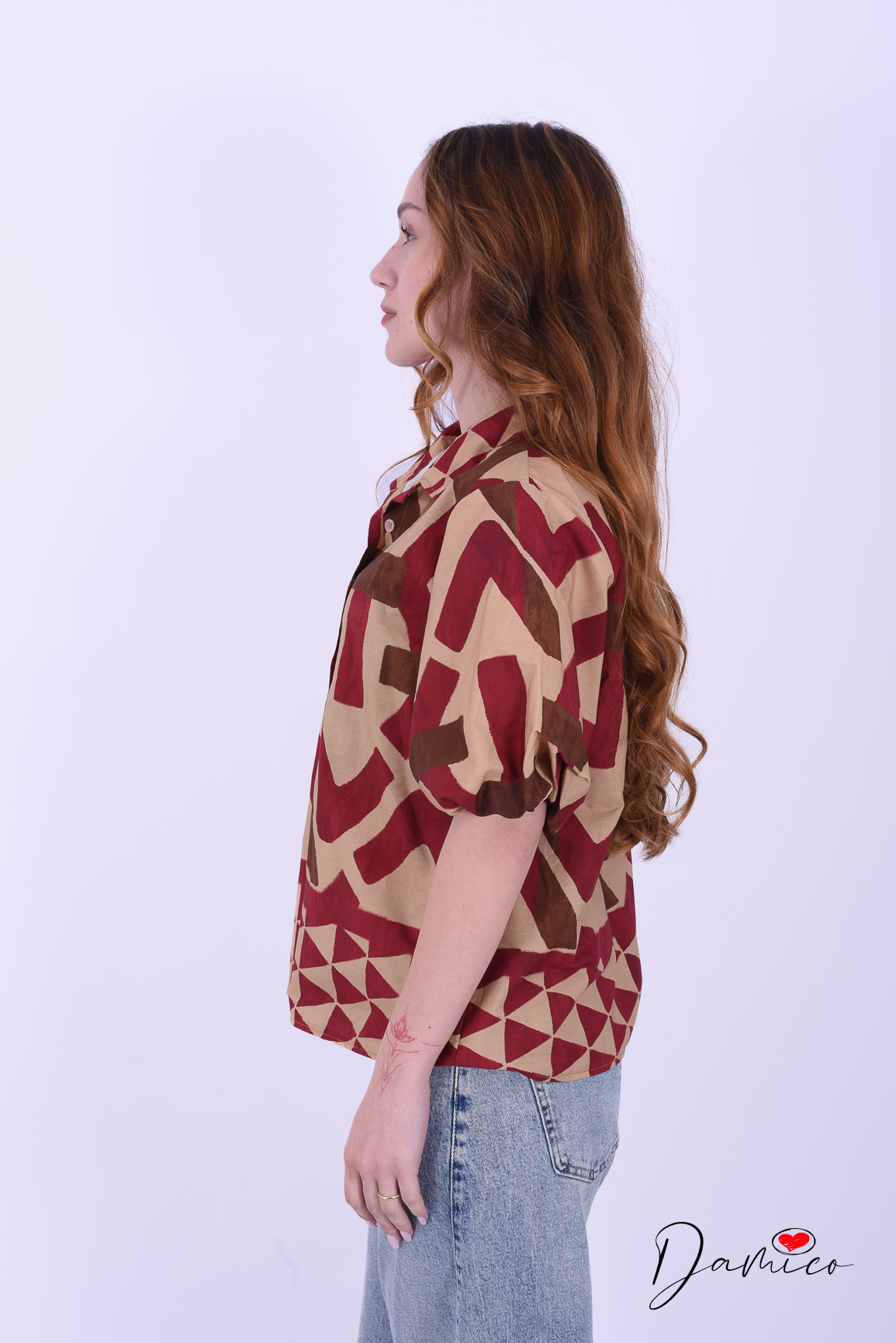 Camicia MC a palloncino geo